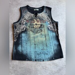 Vanilla Sugar Wild West Tank Top - Teal and Black